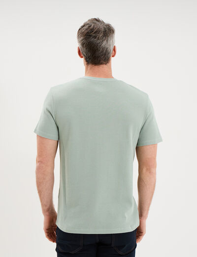 T-shirt textur&eacute; droit col rond coton vert pastel homme