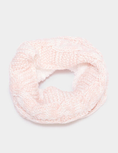 Snood fourré à torsades rose fille