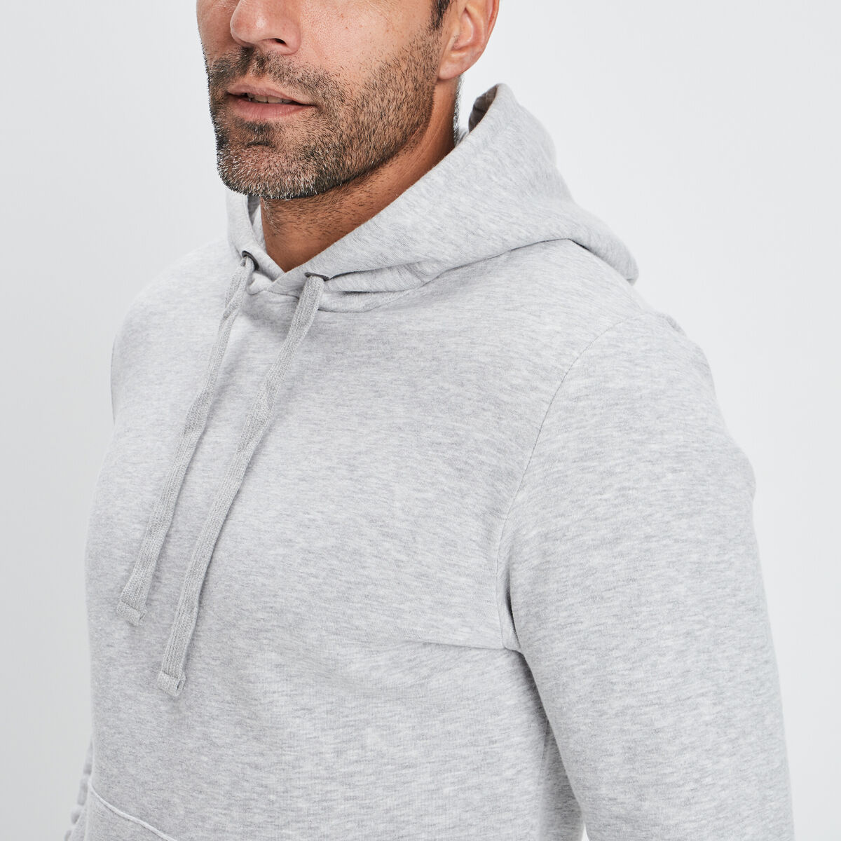 Sweat molleton à capuche hoodie gris clair homme