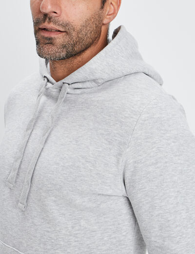 Sweat molleton à capuche hoodie gris clair homme