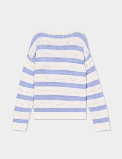 Pull manches longues coton ecru fille