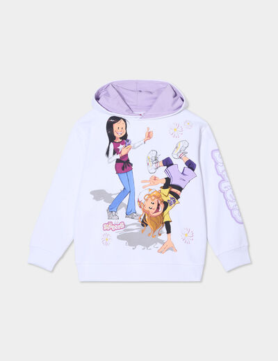 Sweat hoodie à capuche Les Sisters blanc fille