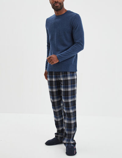 Ensemble pyjama manches longues 2 pièces bleu marine homme