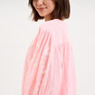 Blouse oversize manches brod&eacute;es rose fluo femme