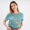 T-shirt manches courtes coton vert canard femme