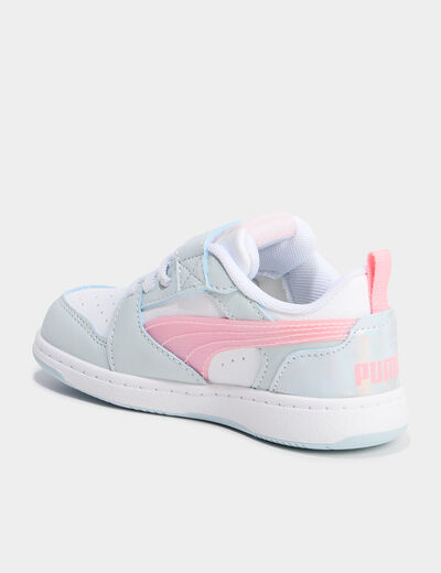 Tennis basses à scratchs Puma vert pastel fille