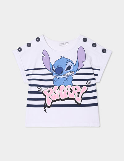 T-shirt manches courtes coton Stitch bleu marine fille