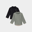 Lot 2 t-shirts col roul&eacute; boutonn&eacute; dos vert kaki b&eacute;b&eacute; gar&ccedil;on