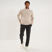 Pull col camionneur manches longues gris clair homme