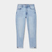 Jeans mom 7/8ème taille haute coton denim bleach femme