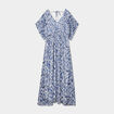 Robe longue évasée dos en V bleu electrique femme grande taille