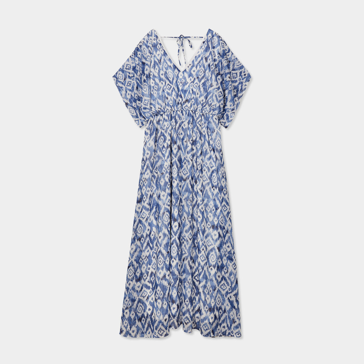 Robe longue évasée dos en V bleu electrique femme grande taille