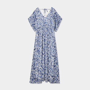 Robe longue évasée dos en V bleu electrique femme grande taille