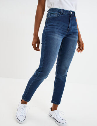 Jean stretch slim 7/8 ème denim brut femme