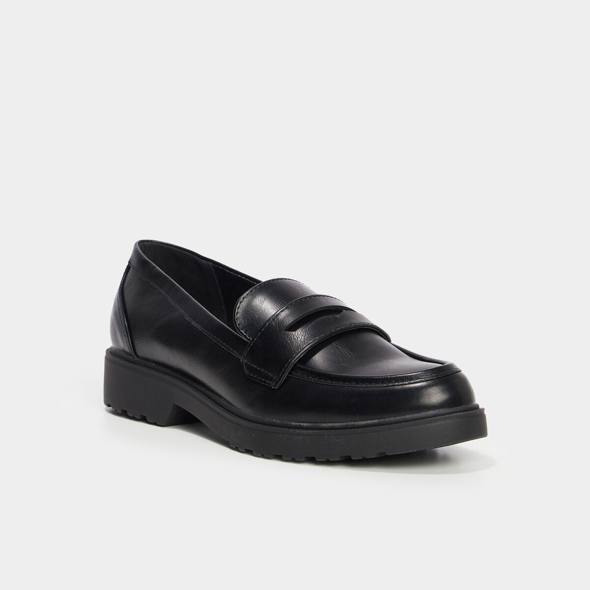 Mocassins semelle épaisse crantée noir femme