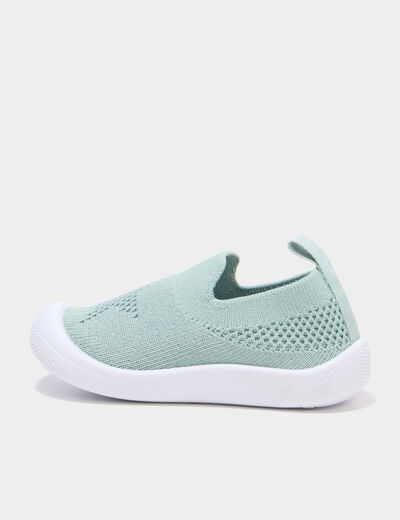 Baskets bout renforc&eacute; &agrave; semelle souple vert olive b&eacute;b&eacute; gar&ccedil;on