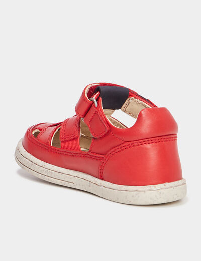 Sandales en cuir Kickers Tractus rouge bébé garçon