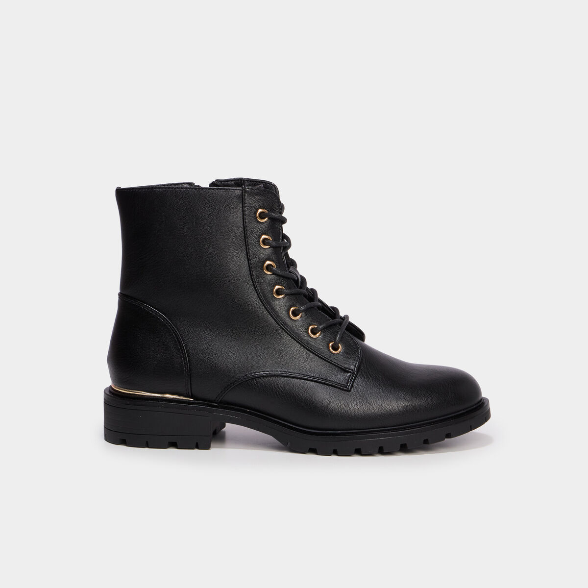 Boots zipp&eacute;es &agrave; lacets noir femme
