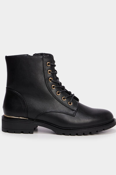 Boots zipp&eacute;es &agrave; lacets noir femme