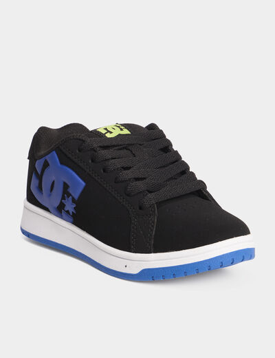 Tennis basses &agrave; lacets en cuir noir gar&ccedil;on