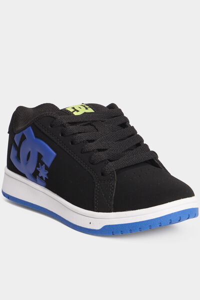 Tennis basses &agrave; lacets en cuir noir gar&ccedil;on