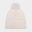 Bonnet tricot avec pompon ivoire femme