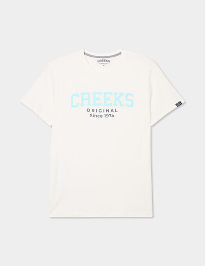 T-shirt col rond manches courtes coton blanc homme