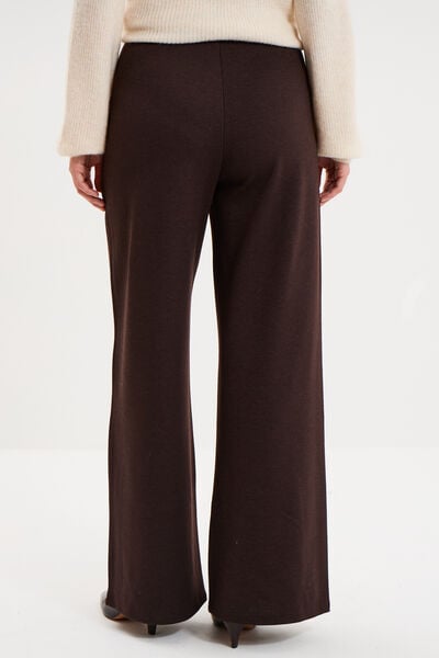 Pantalon large fluide taille &eacute;lastiqu&eacute;e marron fonc&eacute; femme