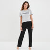 T-shirt pyjama manches courtes coton gris clair femme