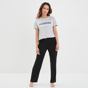 T-shirt pyjama manches courtes coton gris clair femme