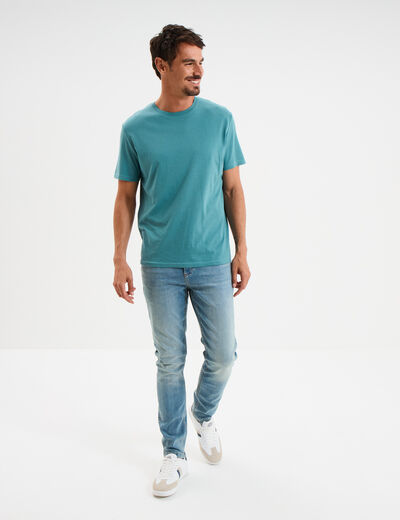 T-shirt en coton manches courtes bleu pétrole homme