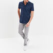 Chemise manches courtes coton bleu marine homme