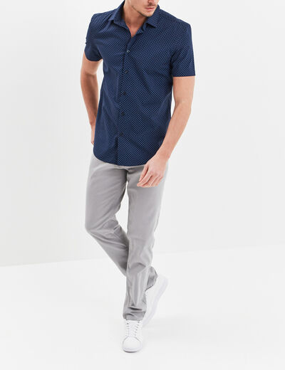 Chemise manches courtes coton bleu marine homme