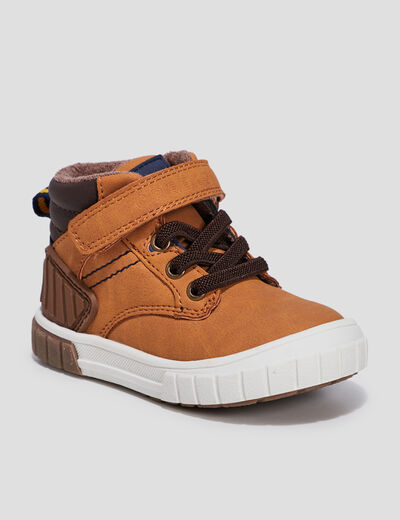 Baskets montantes bout rond Creeks camel bébé garçon