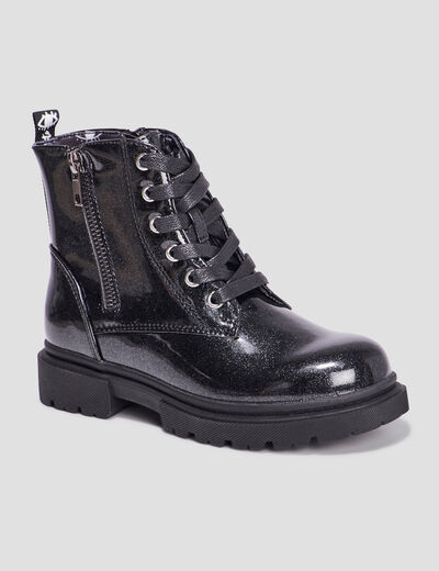 Bottines crantées à paillettes Liberto noir fille