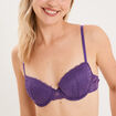 Soutien-gorge corbeille padd&eacute; dentelle mauve femme