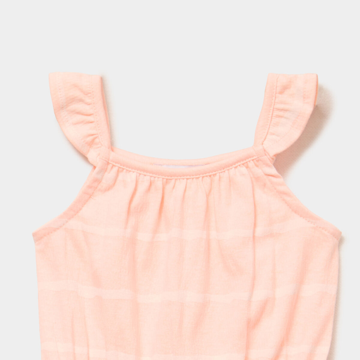 Combishort &agrave; bretelles et volants orange fluo b&eacute;b&eacute; fille