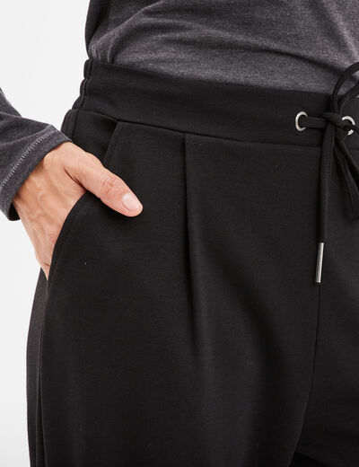 Pantalon en molleton à taille élastiquée noir femme