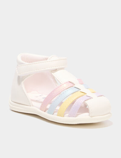 Sandales &agrave; scratchs semelle souple multicolore b&eacute;b&eacute; fille