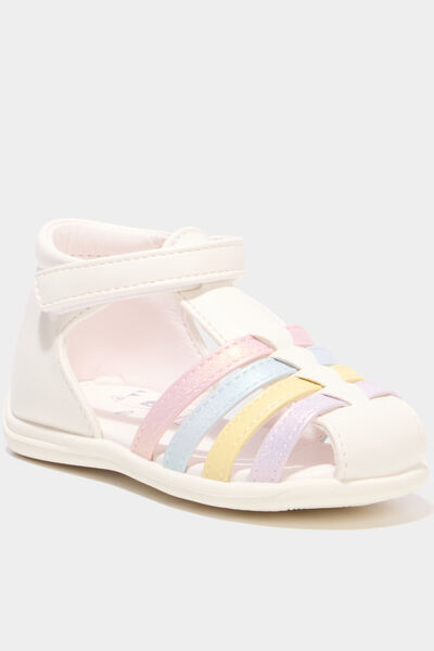 Sandales &agrave; scratchs semelle souple multicolore b&eacute;b&eacute; fille