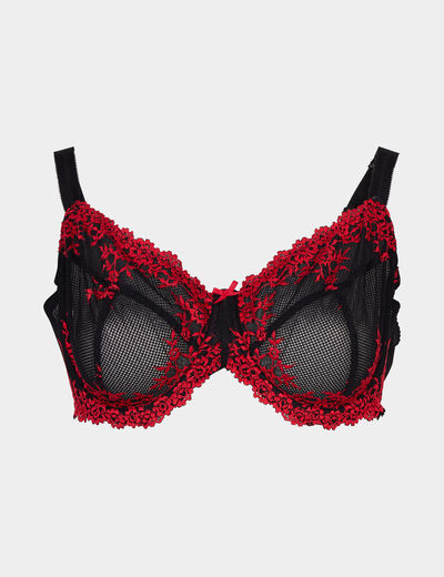 Soutien-gorge corbeille en dentelle rouge femme grande taille