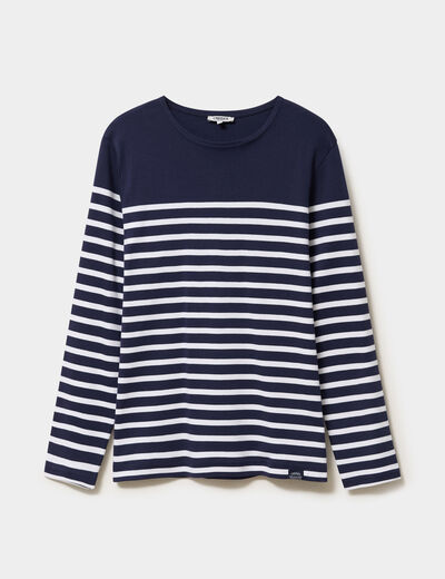 T-shirt manches longues coton bleu marine homme