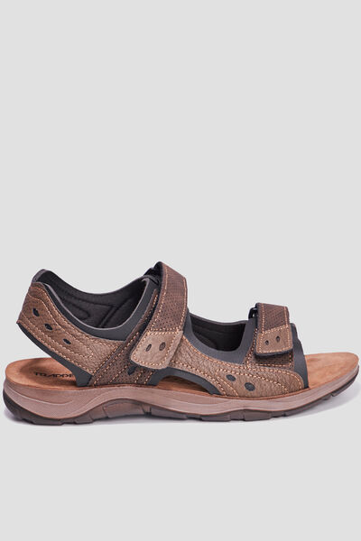 Sandales &agrave; scratchs marron homme