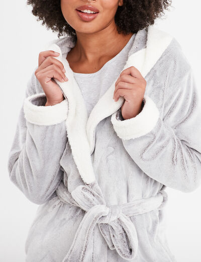 Peignoir à capuche taupe femme