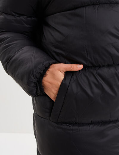 Doudoune longue &agrave; capuche noir femme grande taille