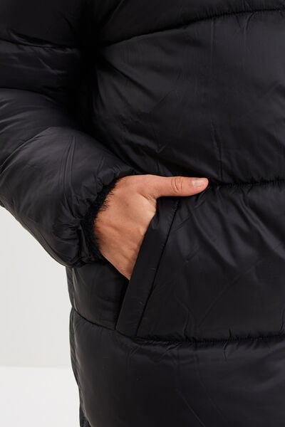 Doudoune longue &agrave; capuche noir femme grande taille