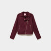 Veste biker effet su&eacute;dine violet fonc&eacute; femme