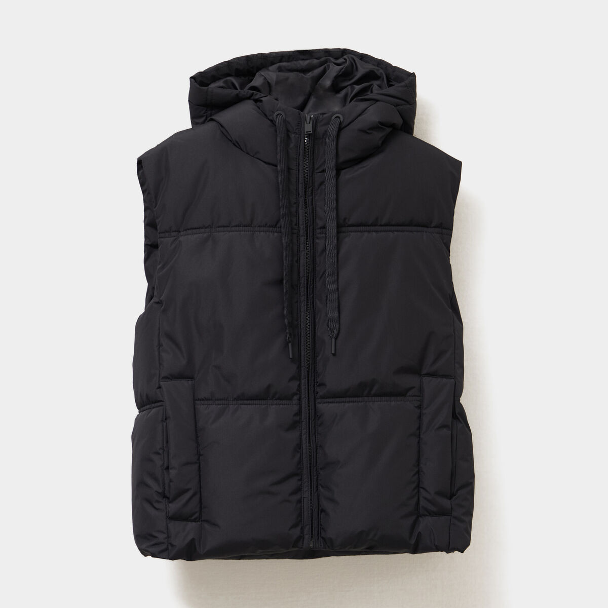 Doudoune doublée sans manches à capuche noir femme