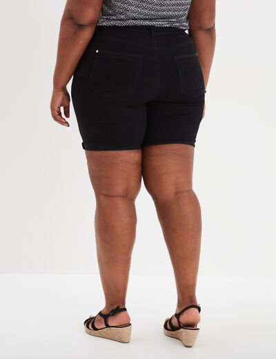 Bermuda ajusté taille haute noir femme grande taille