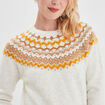 Pull jacquard col rond Creeks blanc femme
